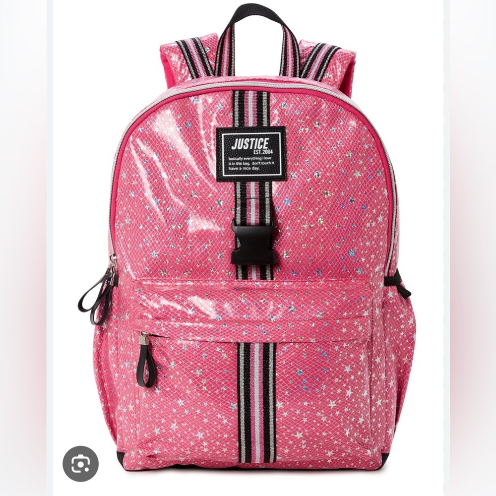Justice Pink Starry 17 “ laptop Backpack with Silver Accent